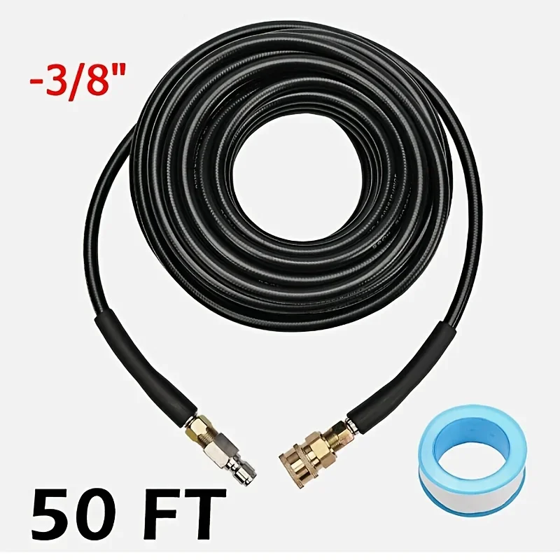 

High Pressure Washer Hose 50FT 3/8" QC Power Washer Extension Tube, Kink Resistant High Tensile Wire Braided, 4200PSI Power