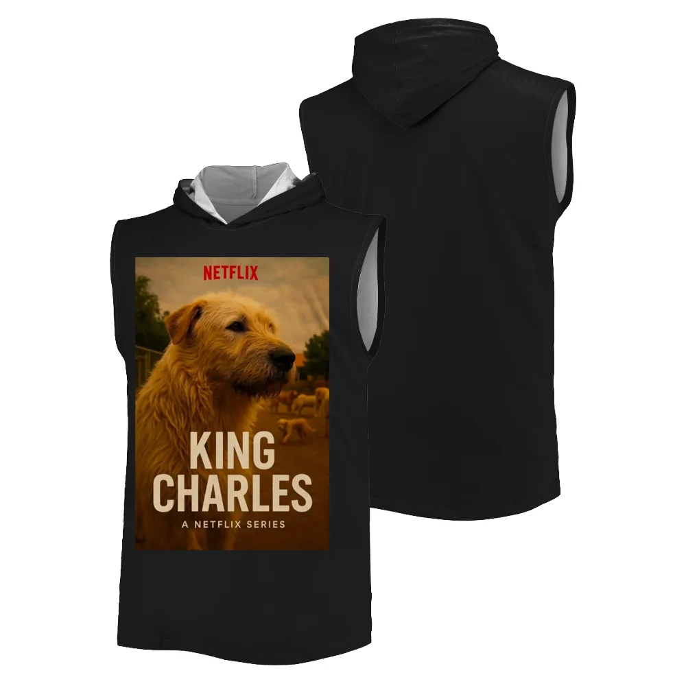 

Summer 3D printed Charles' Majestic Dog The Majestic Dog King Fitness sports hooded Vest Breathable Quick-drying Men's tank tops