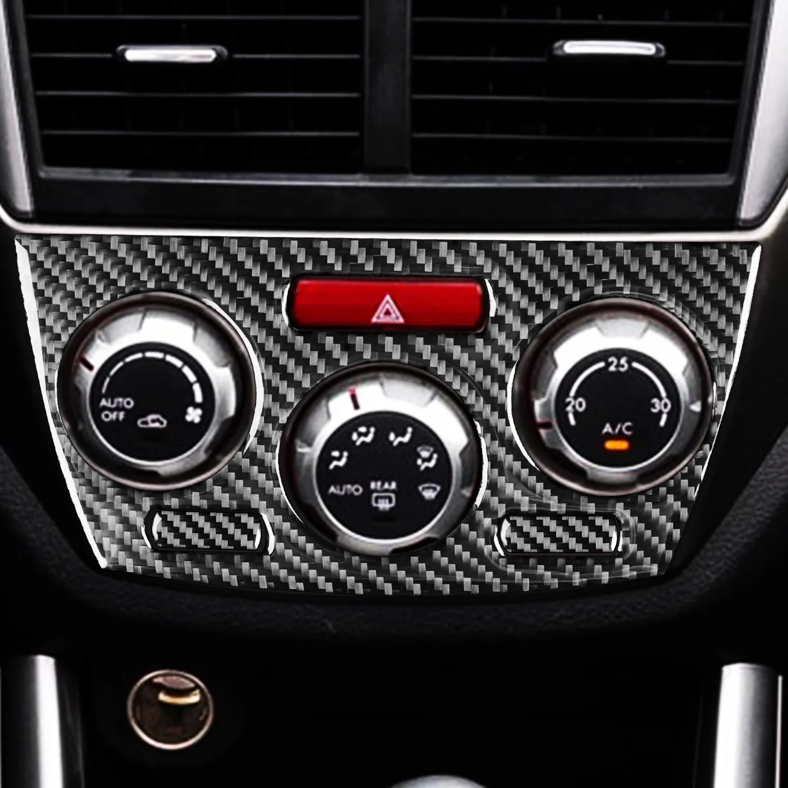 Real Carbon Fiber Car Accessories Center Console Climate Decorative Trim Soft Cover Sticker For Subaru Impreza 2009 2010 2011