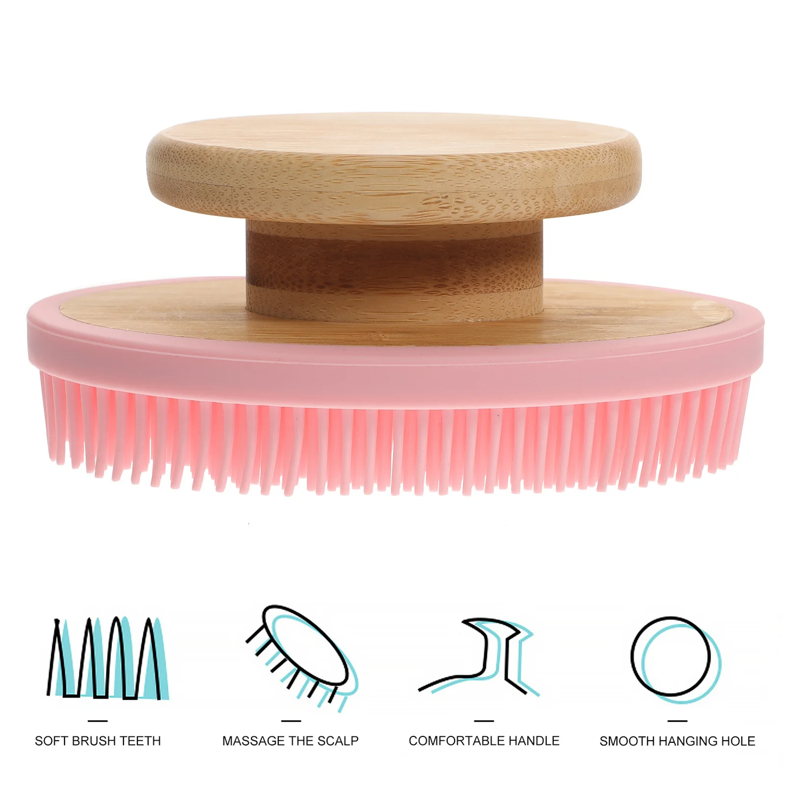 

Double Sided Bath Brush Silicone Exfoliating Scrubber for Body and Scalp Portable Shower Cleaning Tool with Comfort Grip
