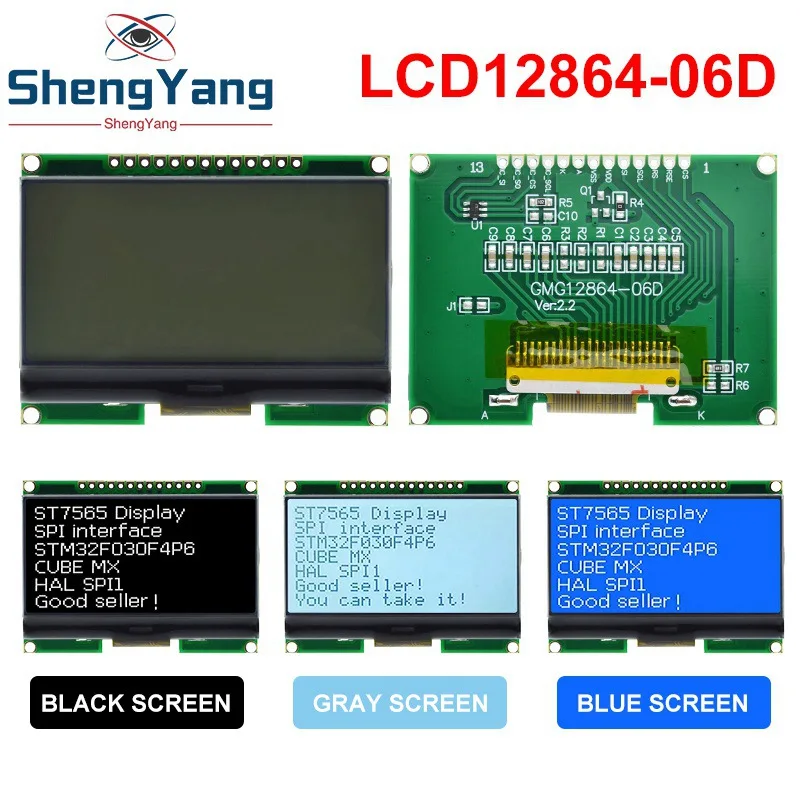 TZT Lcd12864  12864-06D, 12864, LCD module, COG, with Chinese font, dot matrix screen, SPI interface