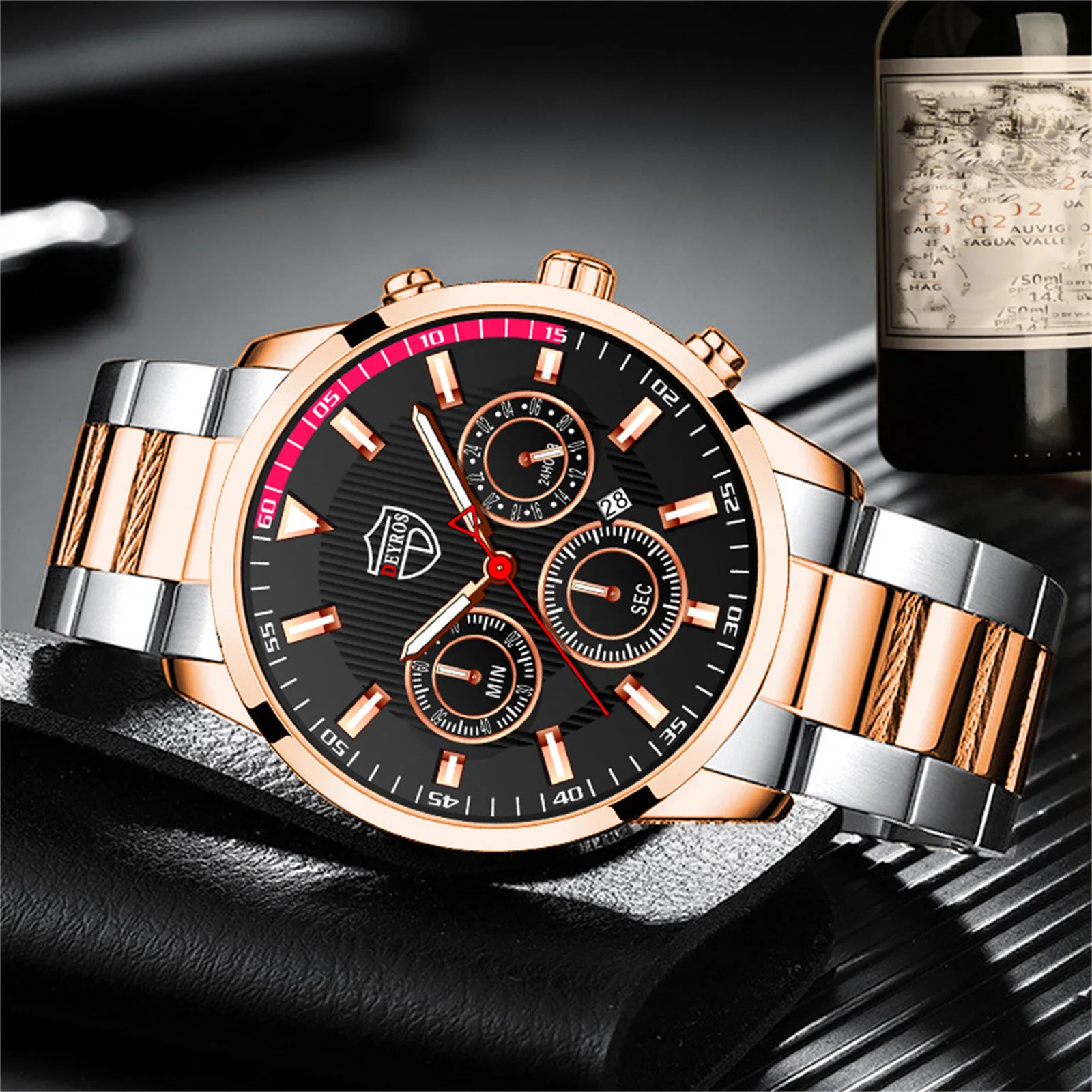 المعتمدة السكك الحديدية رجل عارضة الفولاذ المقاوم للصدأ التناظرية كوارتز ساعة الرجال ساعة اليد تاريخ الأعمال Mtgb1000