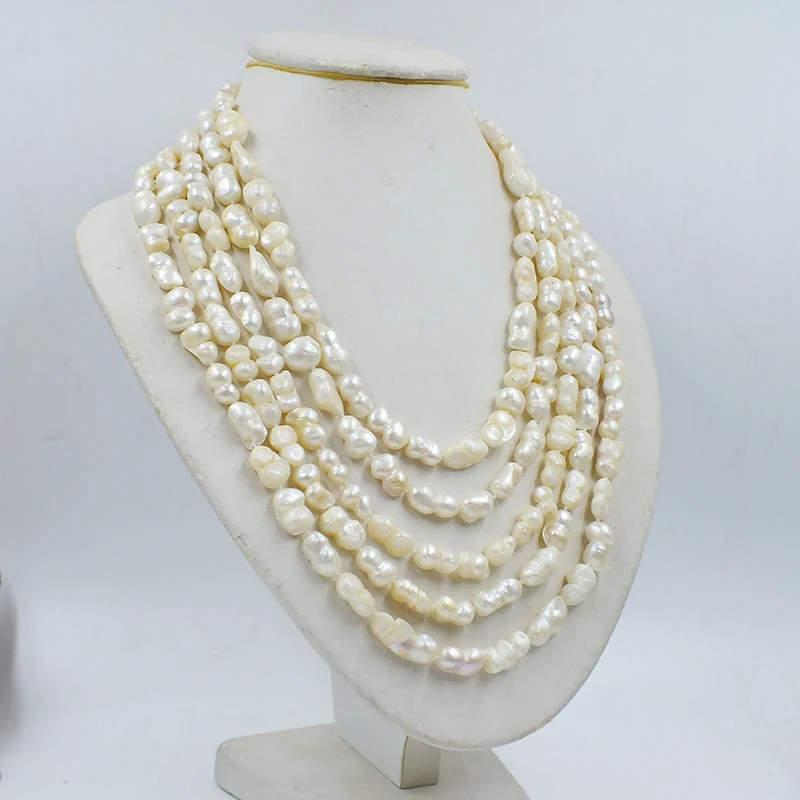 5 layer  Wonderful romantic fashion baroque freshwater pearl necklace  18-26