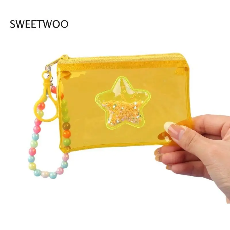 Cute Kawaii Quicksand Star Mini Storage Bag, Waterproof Jelly Cosmetic/keychain Pouch