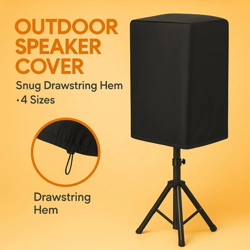 Outdoor PA/DJ Speaker Cover, Heavy-Duty Drawstring Foldable & Scratch-Resistant, Fits Stands, Event Rental Specific