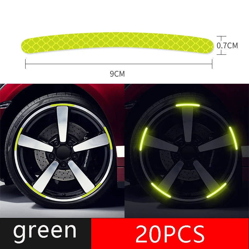 20PCS/Sets Car Tire Reflective Sticker Tire Warning Sticker Rainbow Personality Motorcycle Electric Vehicle Sticker Decoration