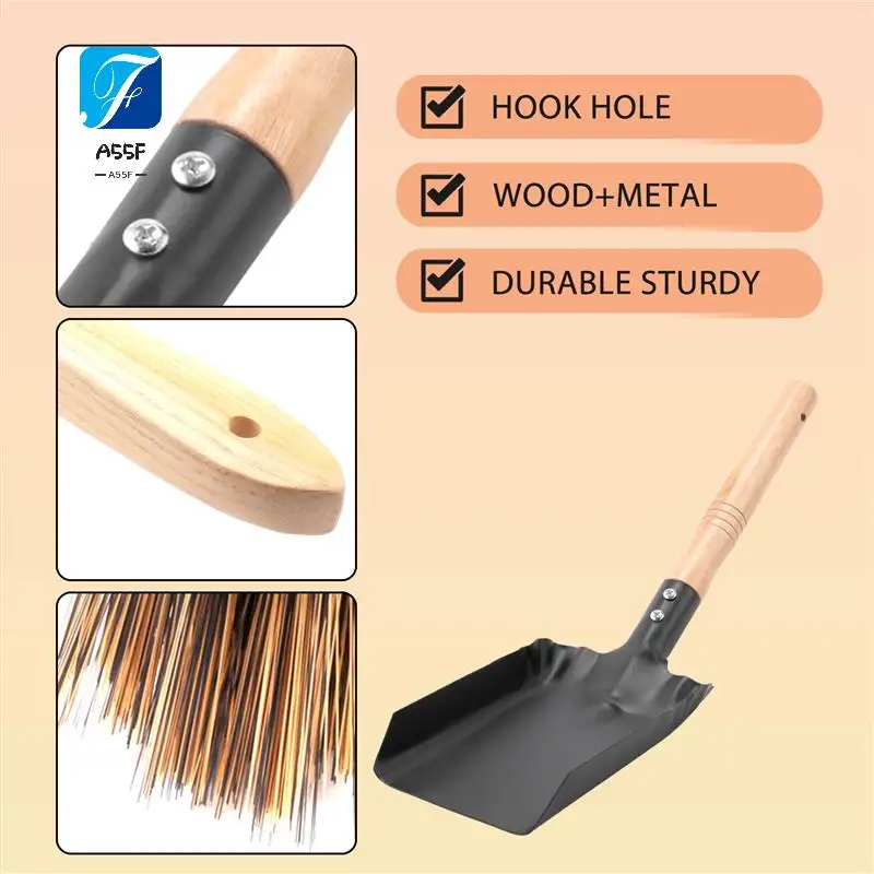 

A55F-Coal Shovel And Hearth Brush Set, Fireplace Shovel And Brush, Hearth Tidy Set, Fireplace Tool Set, Fire Pit Tools