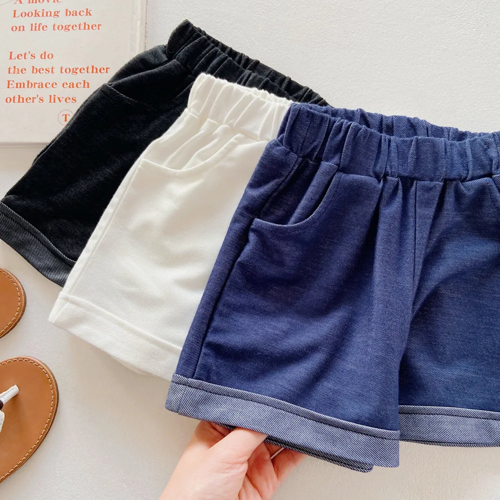 شورت دينم ناعم على الطراز الغربي للأطفال ، سراويل أطفال صيفية متعددة الاستخدامات ، سراويل كاجوال عصرية للفتيات ، صيحات الموضة