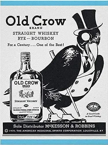 

Металлическая табличка Old Crow Bourbon Rye Whiskey для декора гаража, бара, ресторана, клуба