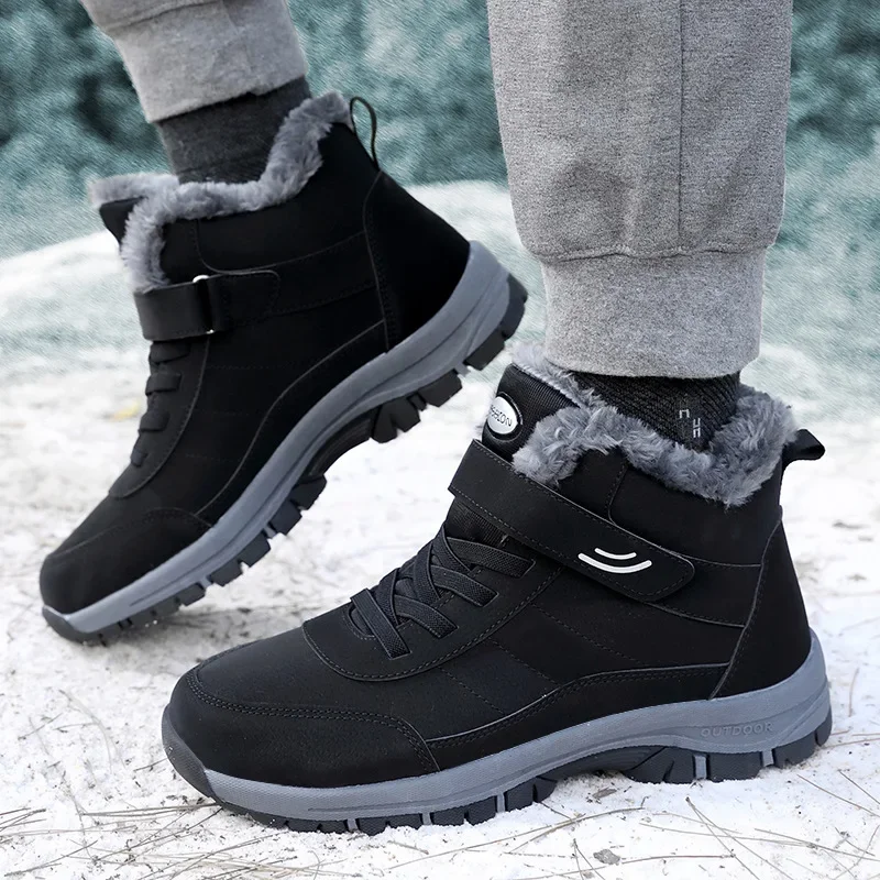 New Snow Boots Women Casual man Winter Shoes Platform Non-slip Warm Fur Ankle Boots Plush Combat Outdoor Hiking Motorcycle Boots