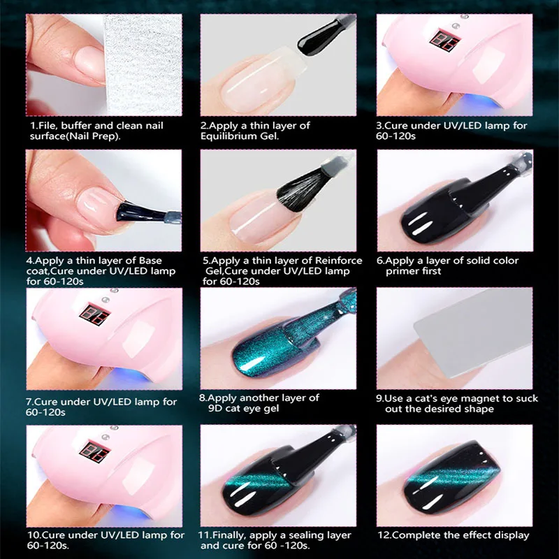 Galaxy Gel-Nagellack, 12-teiliges Jelly-Nagelset, glitzerndes Cat-Eye-Nagellack-Set mit Farbwechsel, Schatzkasten-Kollektion mit 4 Stück B