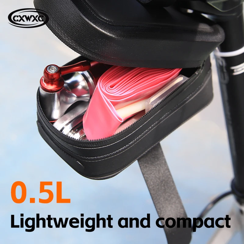 CXWXC Мини-сумка для велосипедного седла 0,5 л Портативная велосипедная сумка из ТПУ с утолщенным и закаленным дизайном Набор инструментов для шоссейного велосипеда MTB Ремонтная сумка