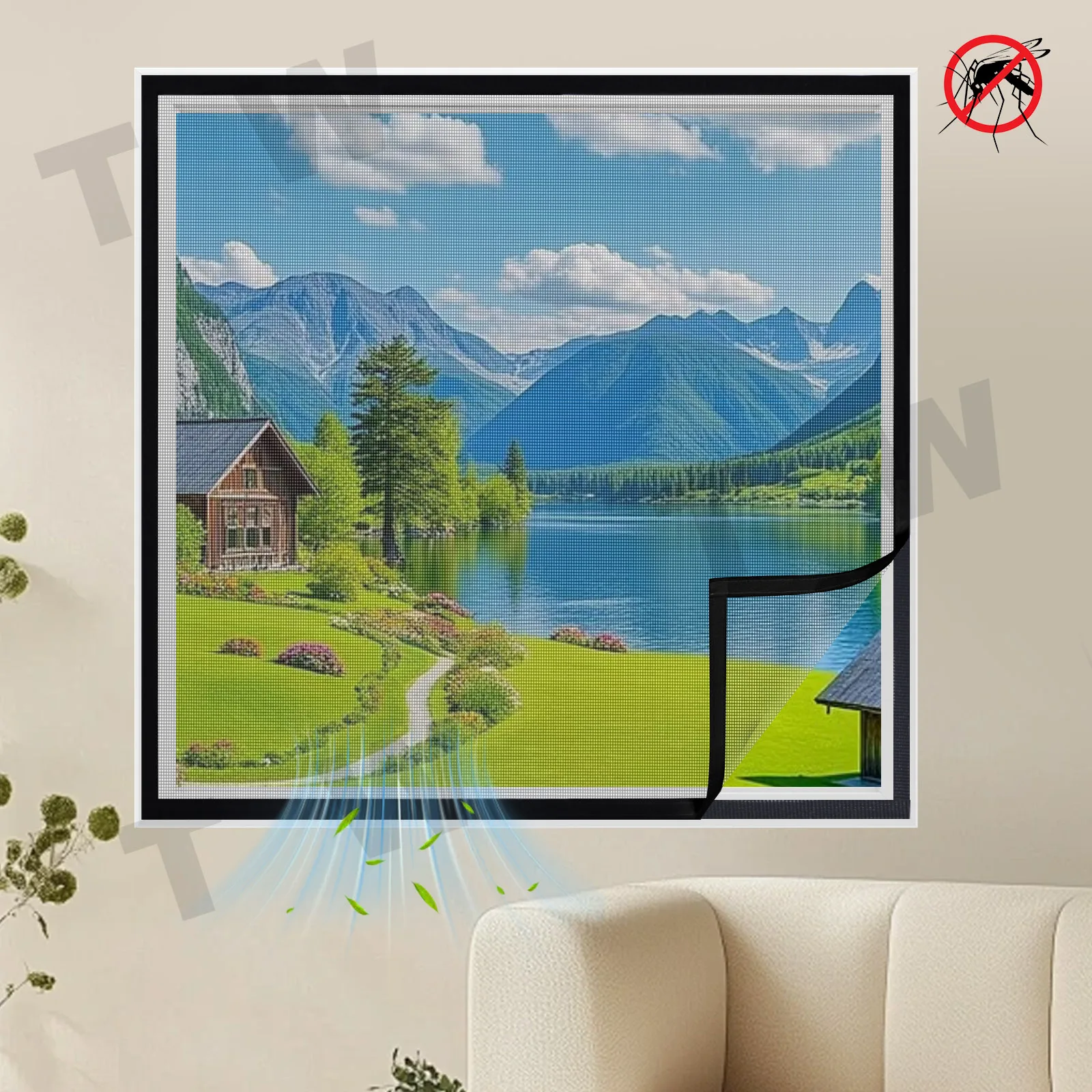1 Piece of Household Anti-Mosquito Window Screen, Self-Adhesive, No Drilling Required, Suitable for Windows of Various Shapes, D