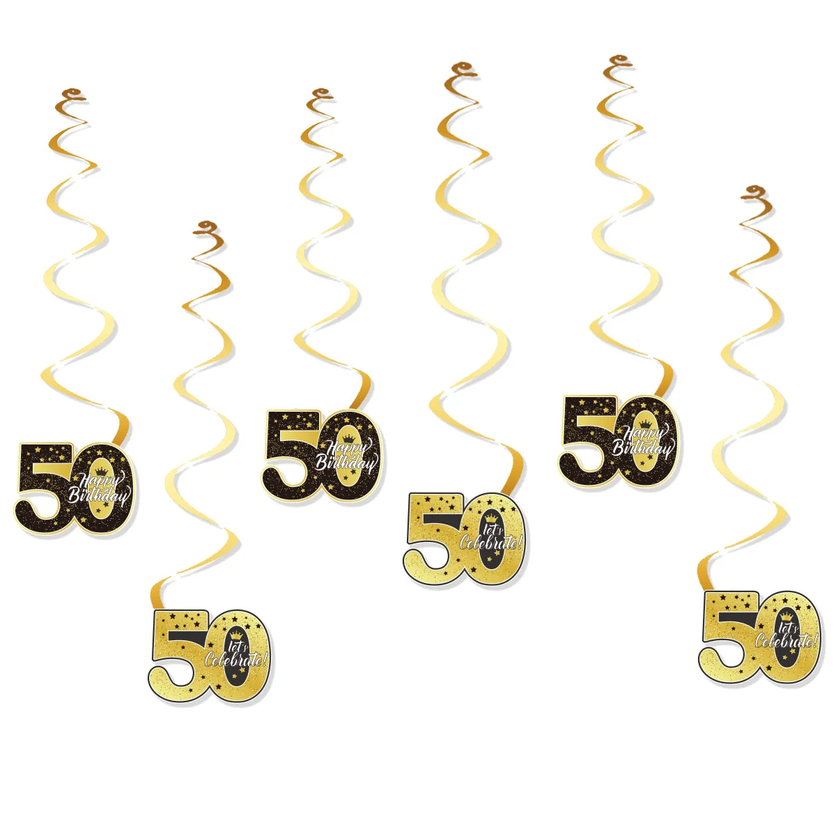 50e verjaardag wervelingen streamers hangende wervelingen gelukkige verjaardag banner zwart goud 50 jaar oude verjaardagsfeestje decoraties benodigdheden