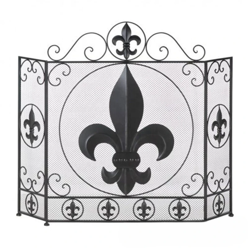 

Indoor simple wrought iron fireplace screen