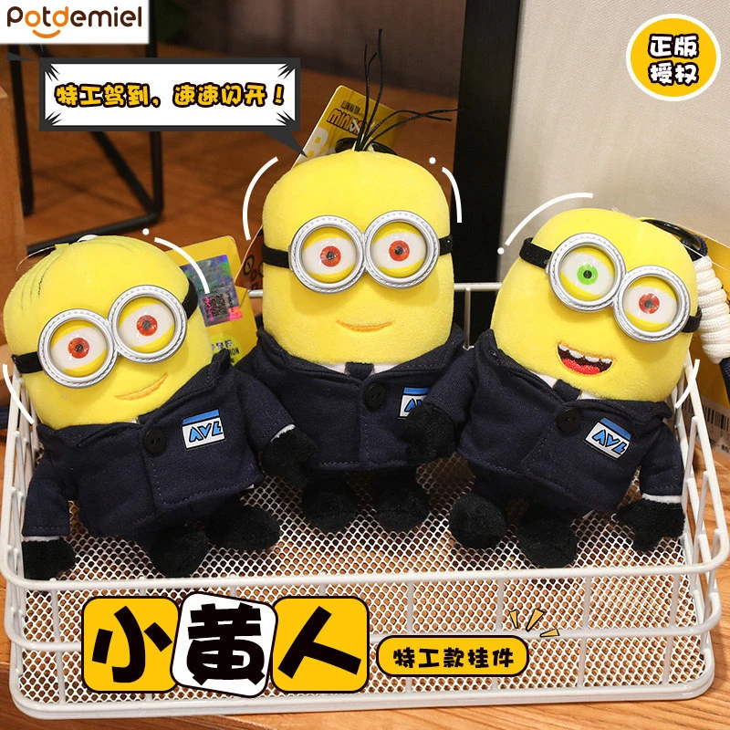 

Cute Minions Movie Characters Yellow Plush Doll Bob Stuart Stuffed Animal Small Plush Toy keychain Child Christmas Birthday Gift