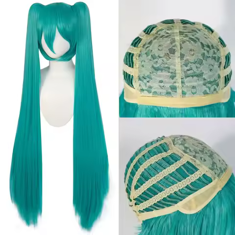 42inch Green Pink Anime Long Synthetic Wig Hatsune Miku Cosplay Wig Lolita Cosplay Halloween Wigs