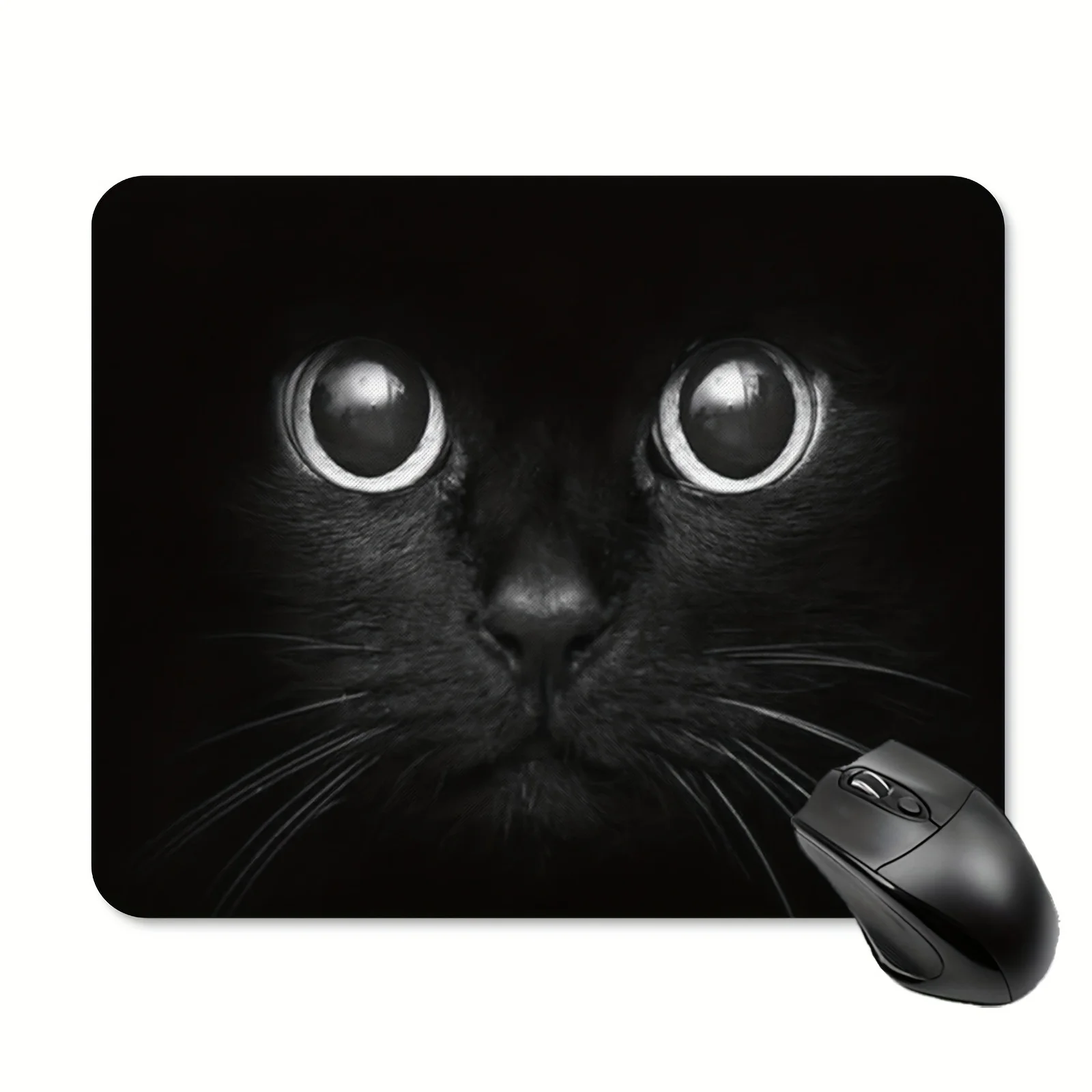Un tapis de souris œil de chat, tapis de souris rectangulaire en caoutchouc antidérapant, accessoire de bureau, adapté pour ordinateur de bureau, ordinateur portable et utilisation au bureau