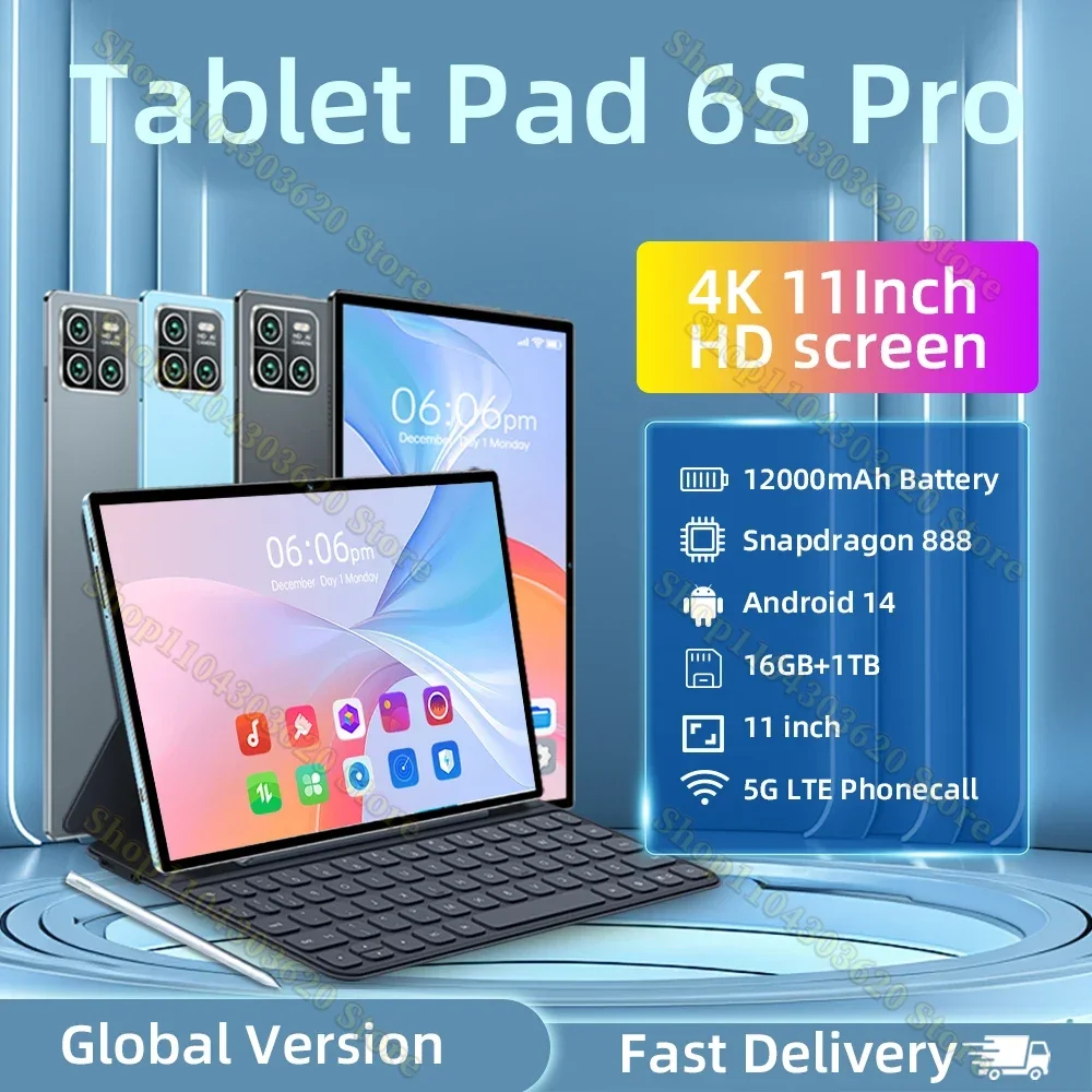 

2024 Global Version Original Pad 6S Pro Tablet 11inch HD 4K Android 14 16GB+1T 12000mAh 5G Dual SIM WiFi GPS Tablets PC