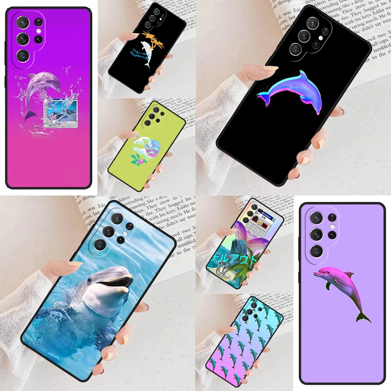Vaporwave Dolphin Cell Phone Case for Samsung Galaxy S26 Ultra S25 S24 S23 S22 S21 S20 Note10 Cover