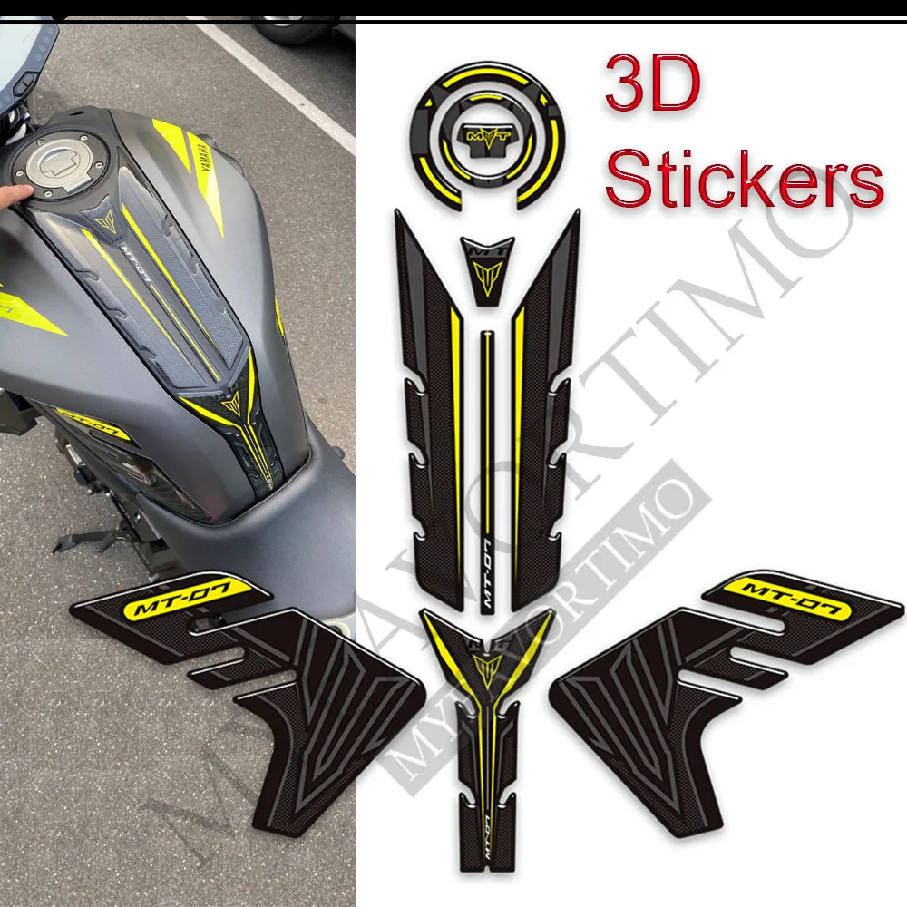 For Yamaha MT07 MT 07 SP MT-07 Waterproof Anti-scratch Motorcycle Tank Pad Grips Stickers Decals Protector Gas Fuel Oil Kit Knee