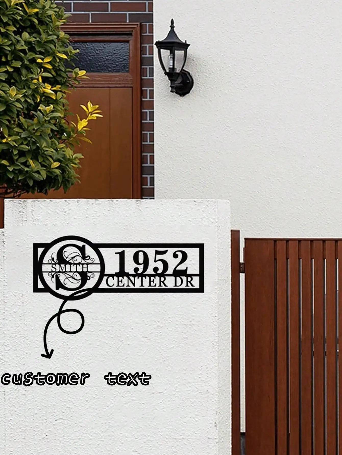 

Personalized Metal Address Sign Custom House Number Plaque Outdoor Wall Decor Hanging for Home Gift