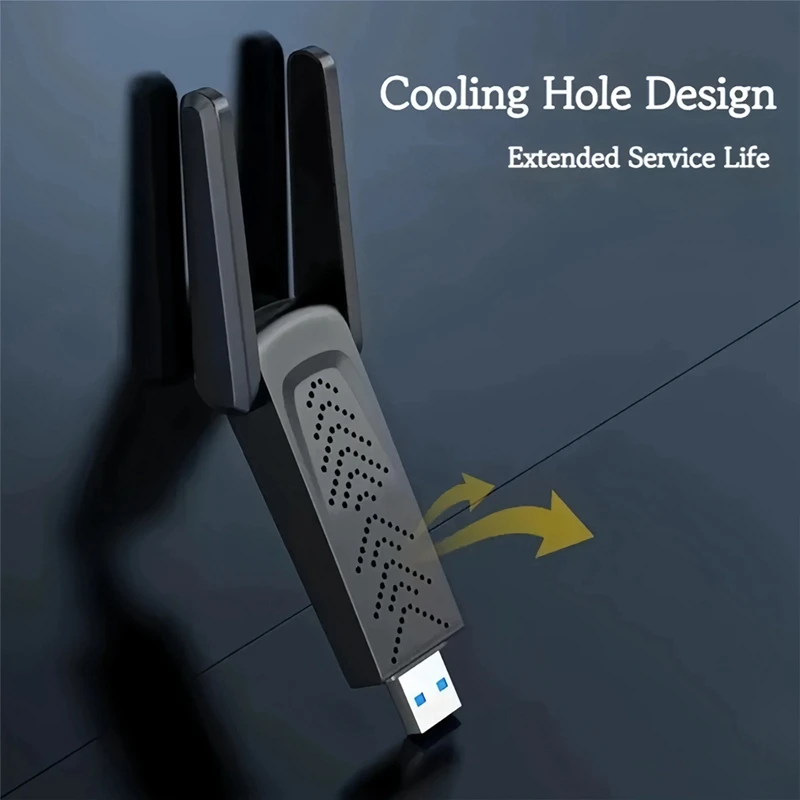 Adaptateur USB double bande Wifi 1300Mbps USB3.0, 2.4G 5 mesurz sans antenne dongle ethernet