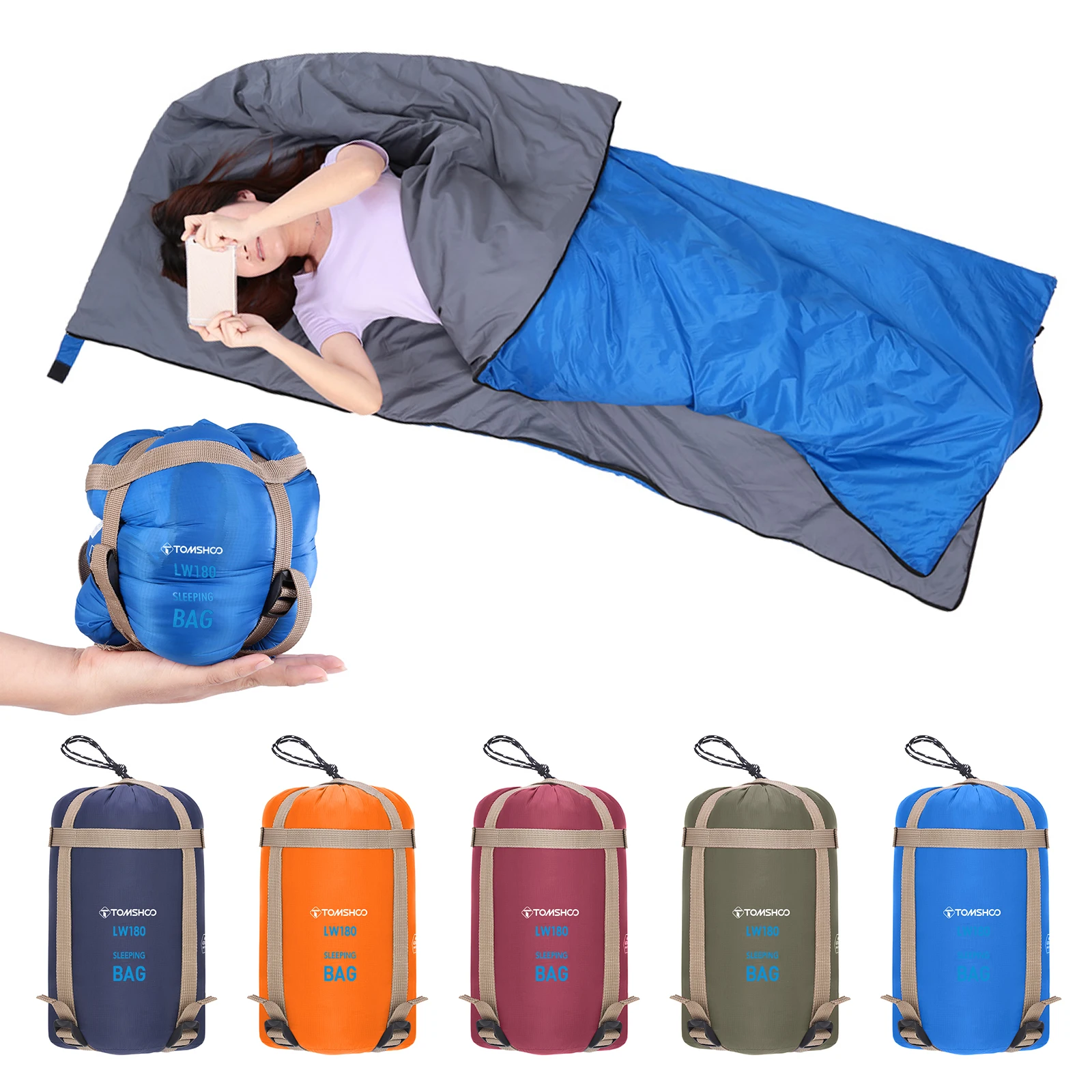 TOMSHOO Ultralight Sleeping Bag for Adults Outdoor Envelope Sleeping Bag for Warm Weather Camping Backpacking Hiking