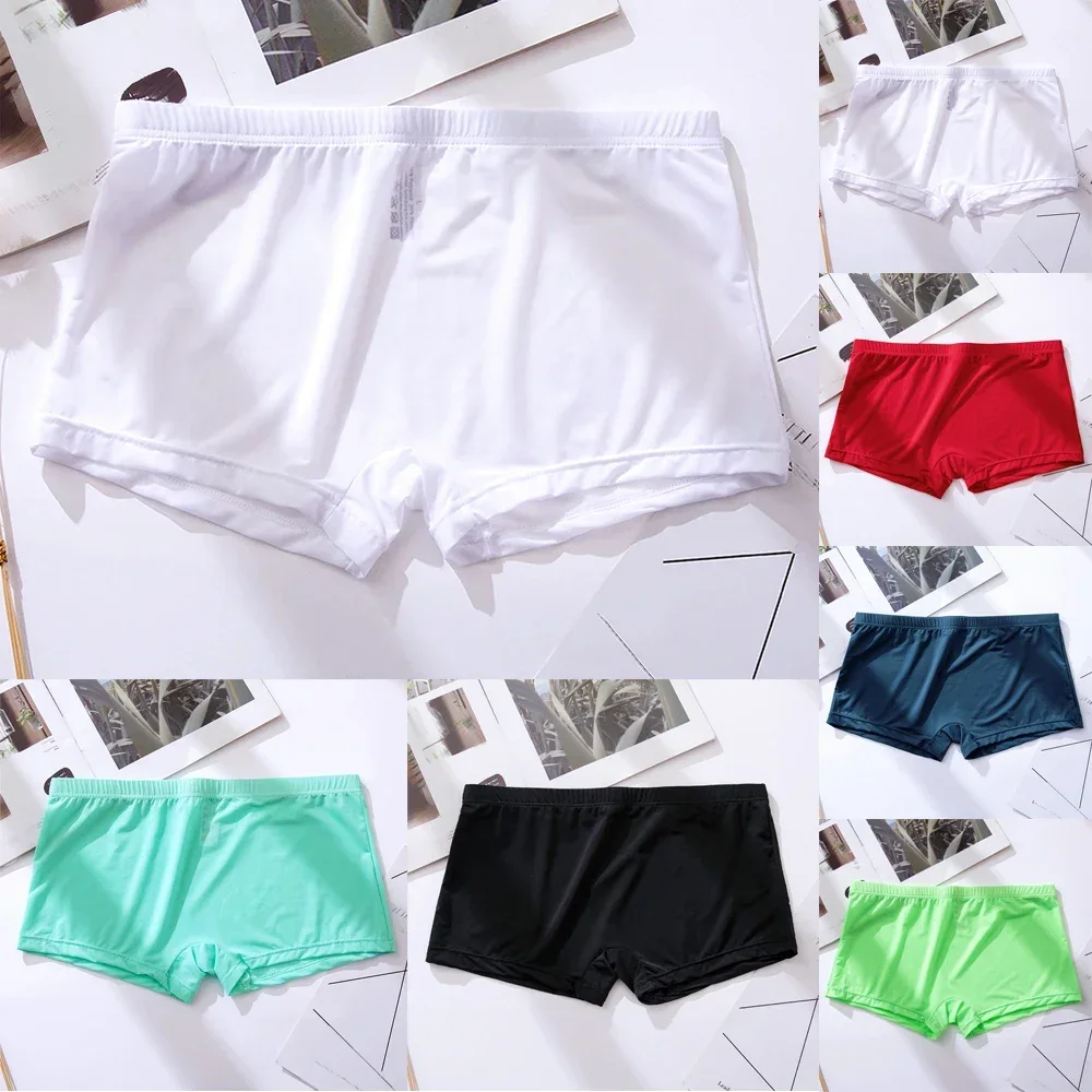 Bragas cómodas y transpirables para hombre, calzoncillos Boxer de seda helada, pantalones cortos, calzoncillos respetuosos con la piel, ropa