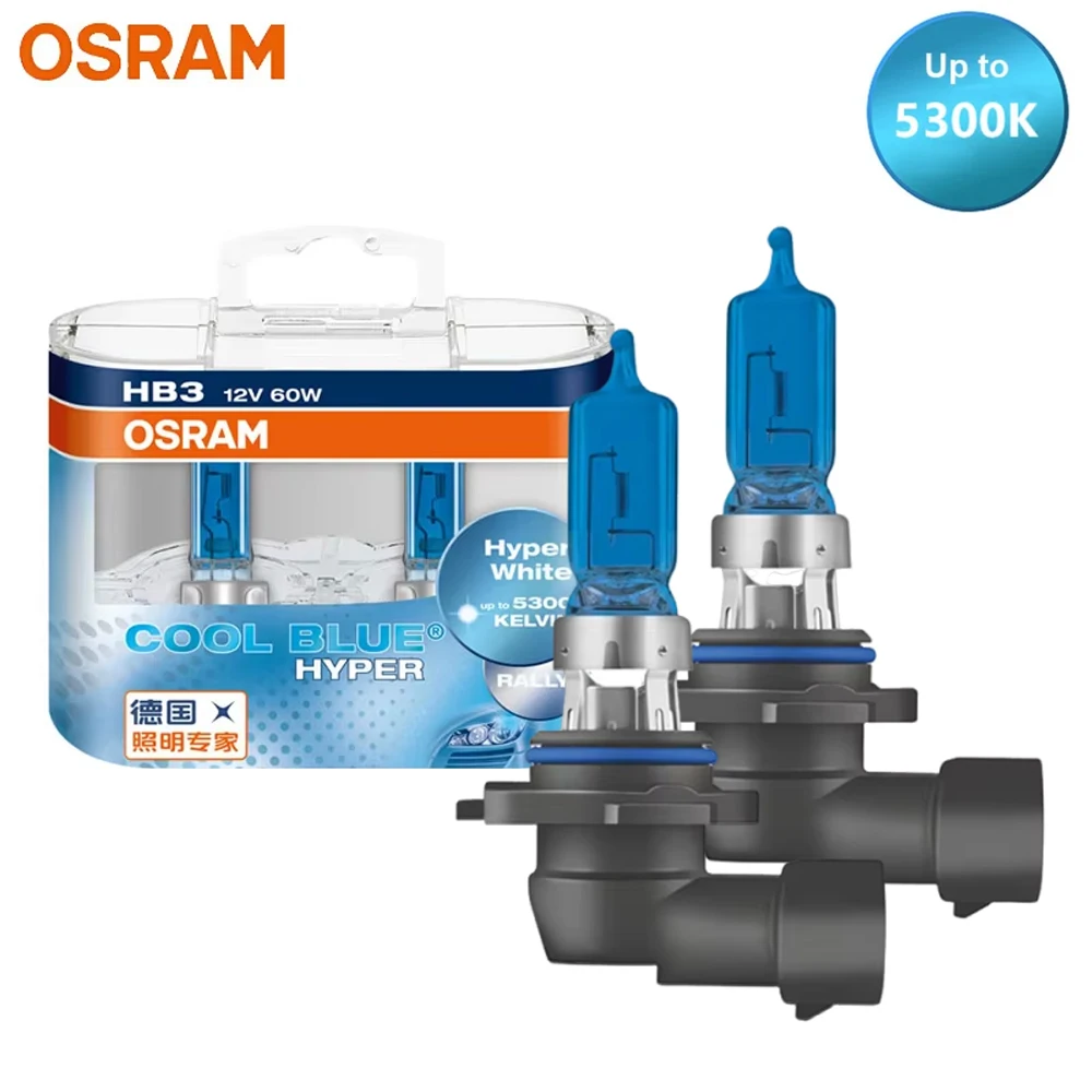 

OSRAM Cool Blue Hyper HB3 9005 Автомобильная галогенная фара дальнего/ближнего света 12 В 55 Вт + 50% ярко-белая лампа оригинальная оригинальная 9005CBH, пара