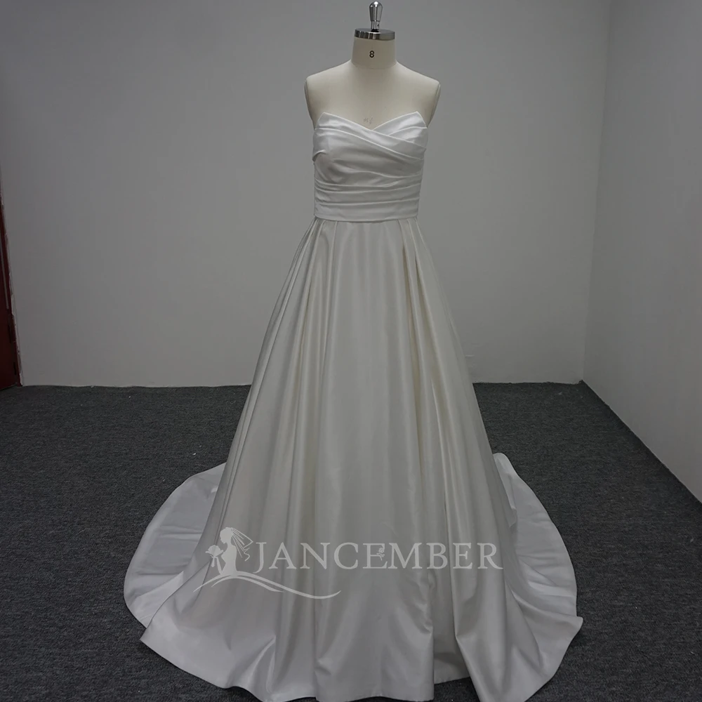 

Роскошные женские свадебные платья трапециевидной формы, атласные платья невесты по индивидуальному заказу, очаровательные платья без бретелек без рукавов, Vestidos Novias Boda