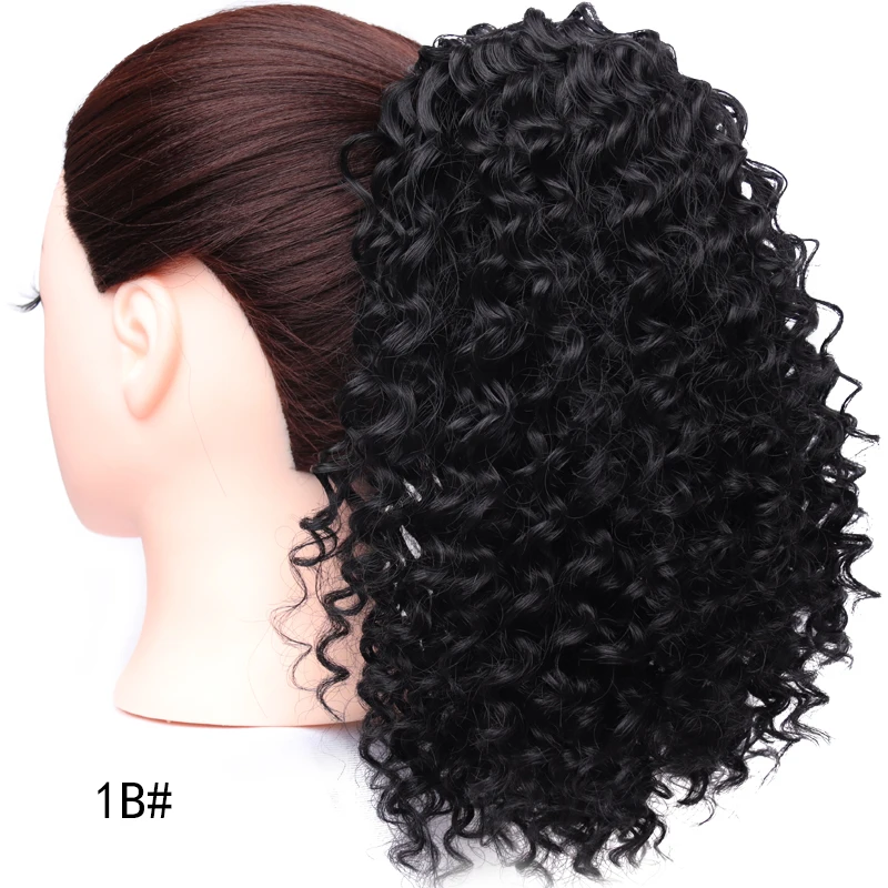 Extensión sintética de cola de caballo rizada con cordón para mujeres africanas, pelo corto Afro Kinky, cola de caballo rizada