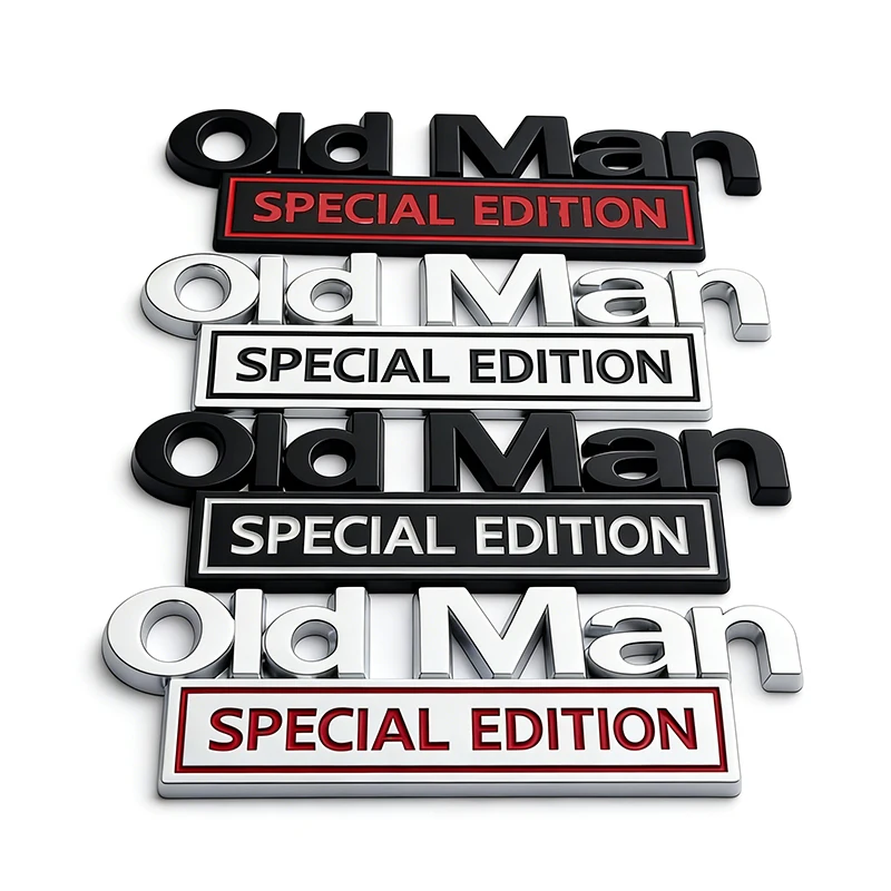 Old Man Edition Metal Car Sticker Badges For Car Trunk Door Decoration Badges Old Man Logos Car Decals Motorcycle Decoration