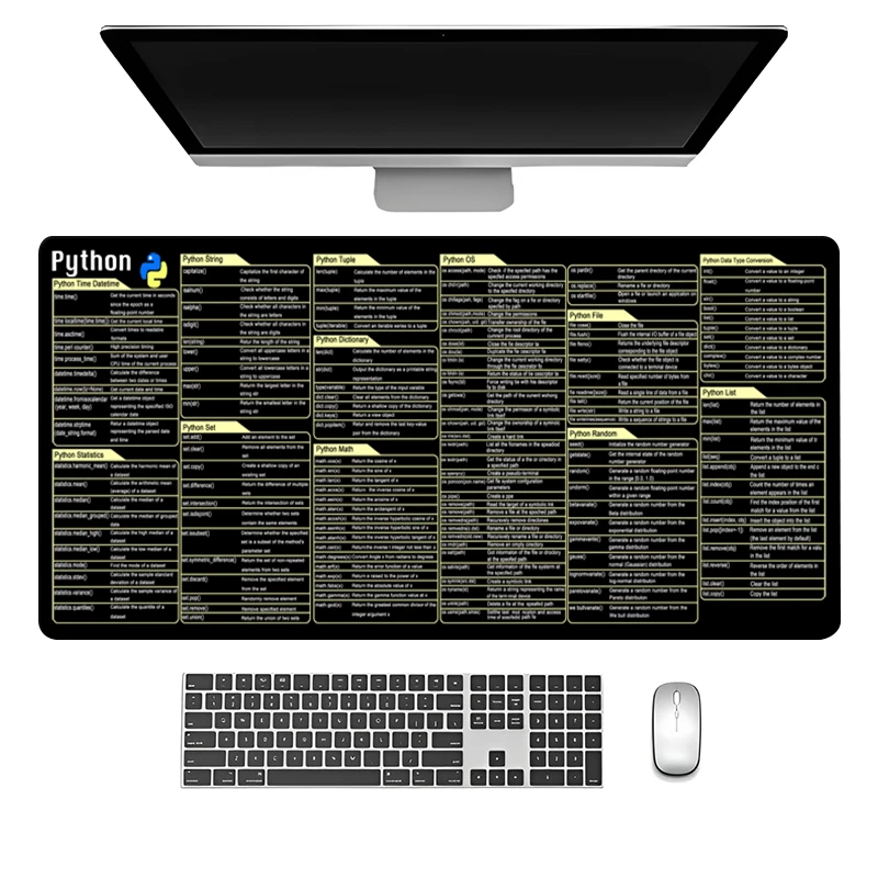 Python Programing Mouse Pad Large for Pycharm Shortcuts Cheat Sheet Keyboard Mousepad Software Web AI Engineer Desk Mat Office