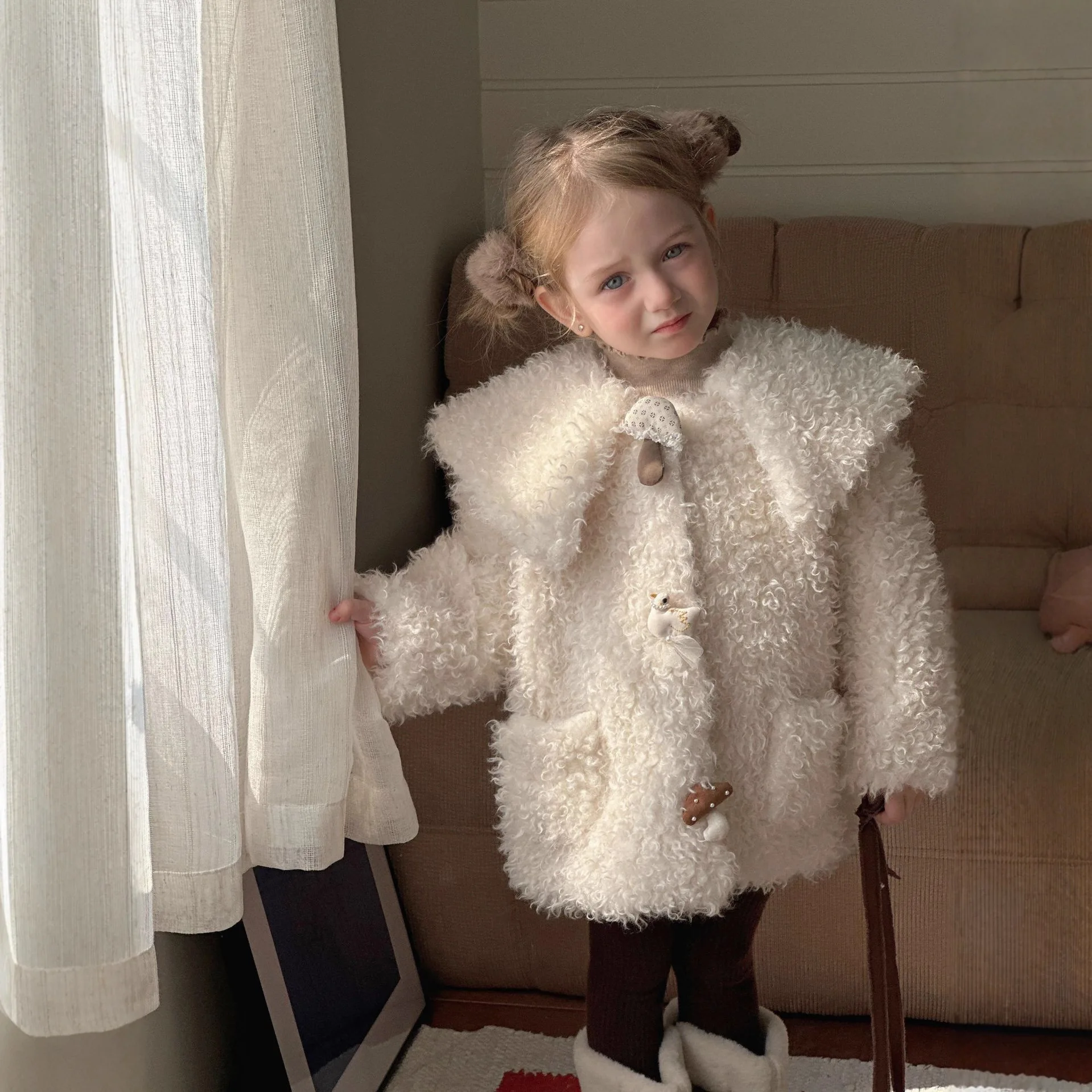 

Girls Outerwear Winter New Children Baby Girls Stylish Top Thickened Warm Children Clothing Medium and Long Style Girl Coat