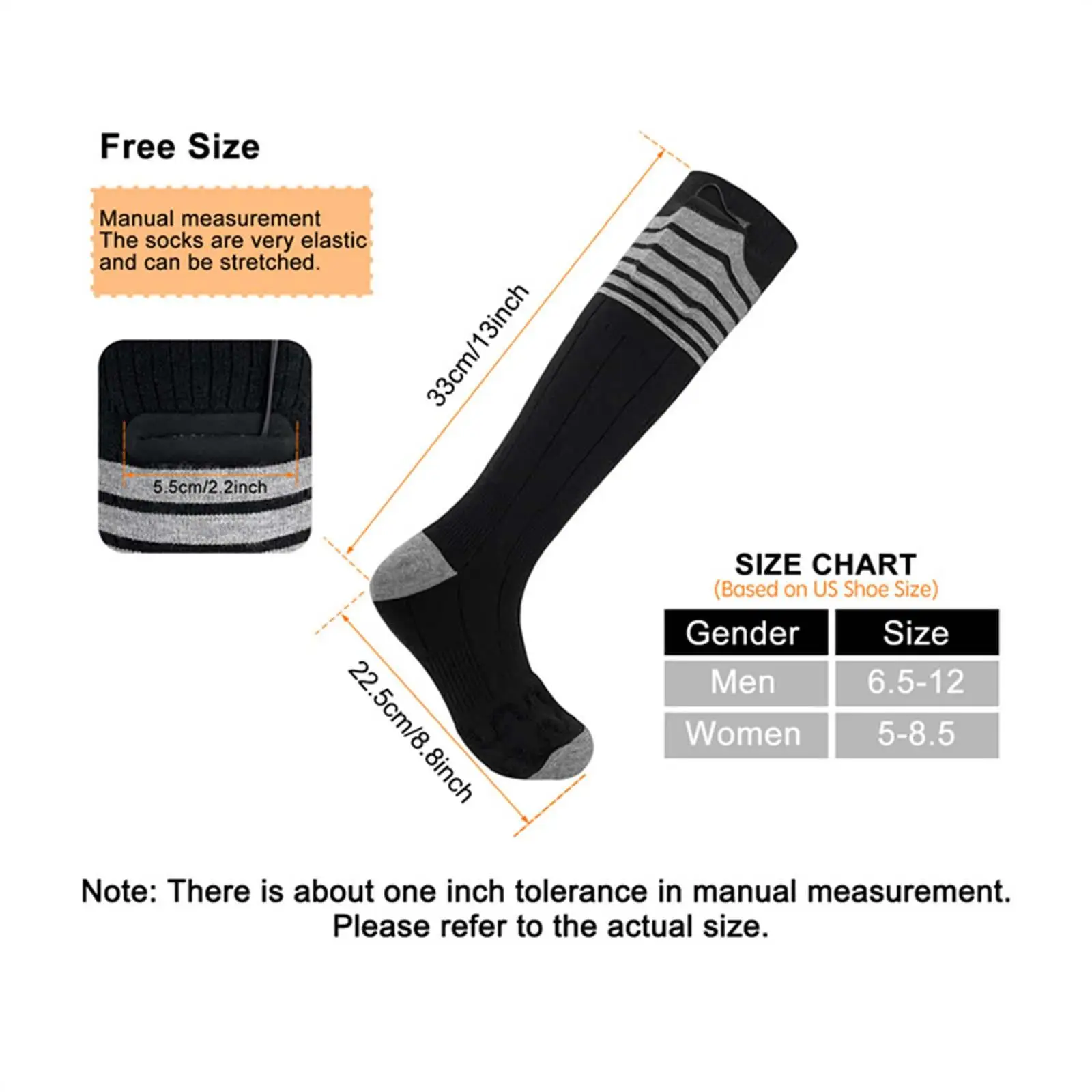 

Heated Socks, Long Socks Birthday Gift, Adults Outdoor Heated Socks Electric Heating Socks for Outdoor Skating Camping Skiing