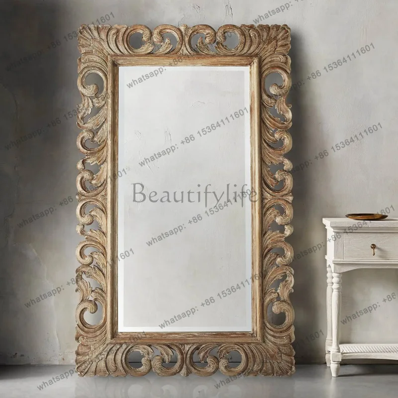 American retro light luxury  diagonally against the wall floor mirror home entrance entrance decoration fitting mirror