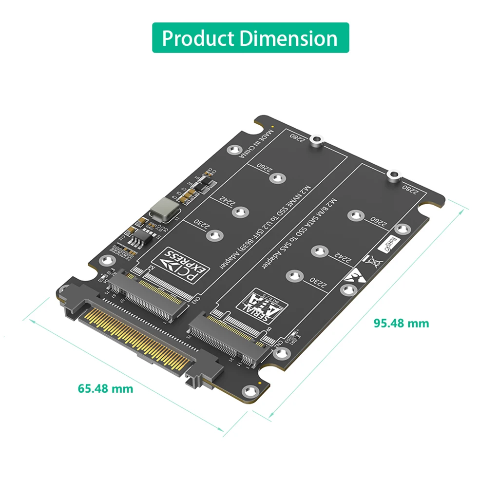 Dual M.2 Key B+M auf U.2 SFF-8639 Adapter mit Kunststoffgehäuse für M.2 NVMe Key M & SATA SSD M2 auf U.2 SFF8639/SAS Konverterkarte – Detail 13