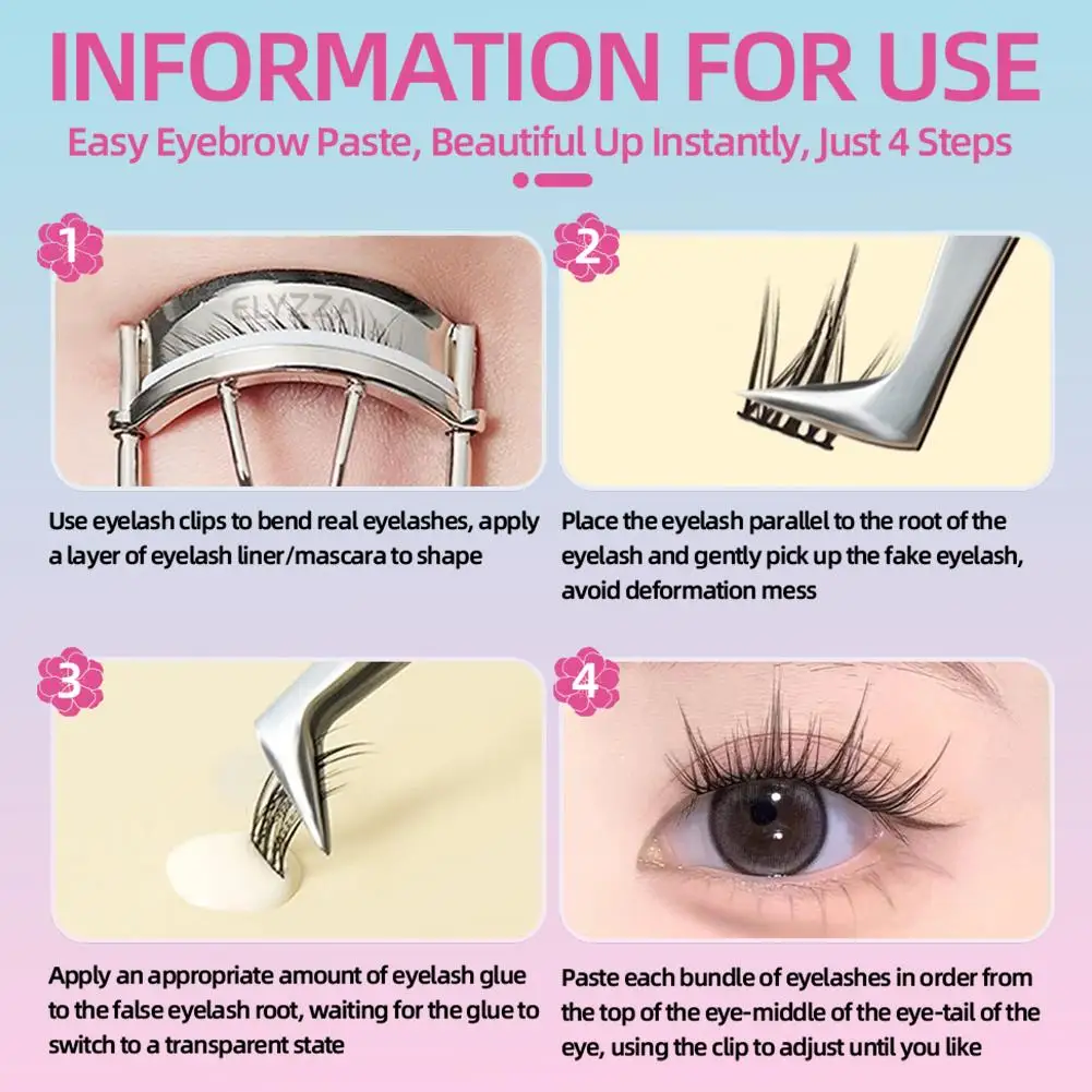 10 Rows U Shape Korean Girl Group Style False Eyelashes Fluffy Clustered Slender Comic Design Self Adhesive Eyelash Extension