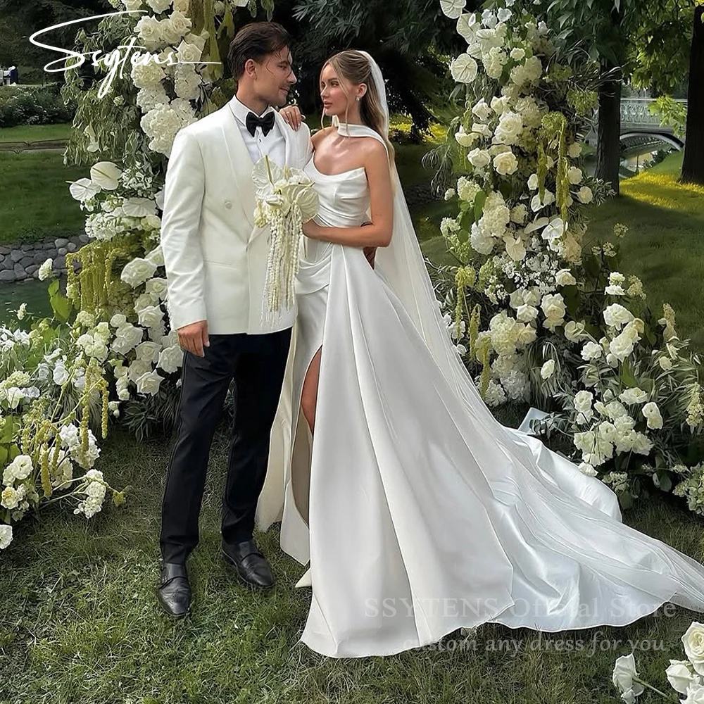 SSYTENS Elegant Strapless Wedding Dresses Woman Mermaid Civil Bridal Gowns Sleeveless Bohemian bodas Customized Bride Dresses