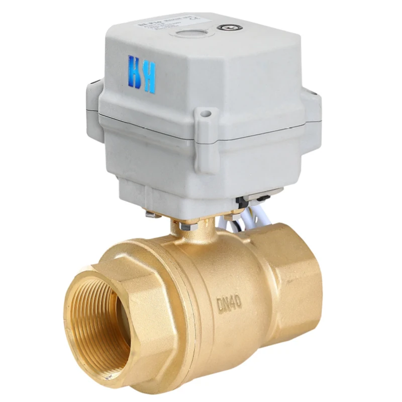 1-1/2'' DN40 2-Way Brass Electrical Ball Valve DC12V/24V, Motorized Valve with Manual Override for Water/Pipe 3 Wires