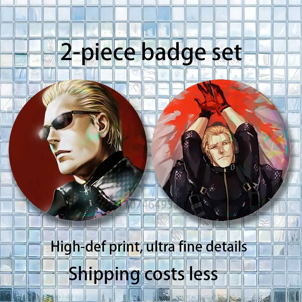 Albert Wesker Brooches for Backpack Accessories 25,32,44,58,75mm Round Enamel Pins 2-piece set Cartoon Anime Badge