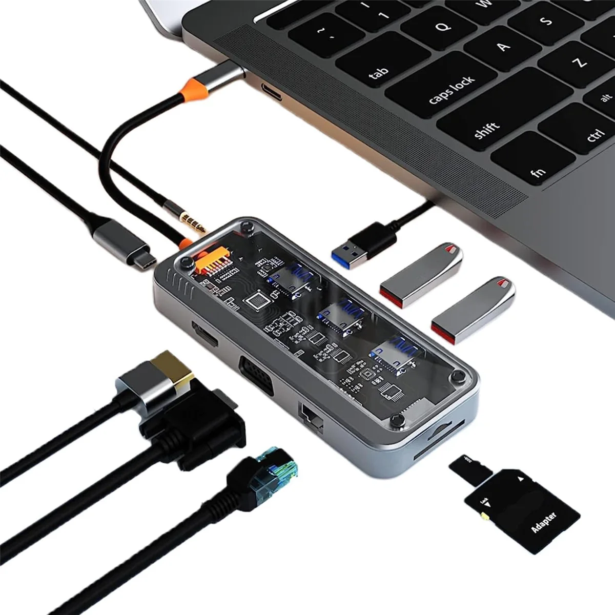 

N27R 10-в-1 USB C-концентратор, многопортовый адаптер Ethernet USB-C Mac, док-станция с адаптером USB C для ноутбука MacBook Pro/Air PC