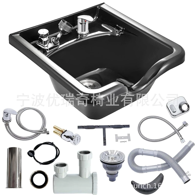 Commercial Furniture Wall-mounted Shower Basin Plastic ABS Hair Washing Bed Chair Supply Barber Beauty Salon Bed Shampoo Chairs
