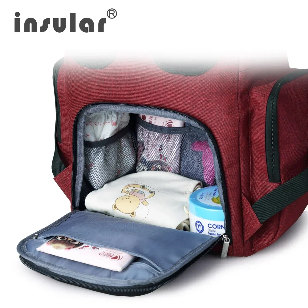 Insular Multifunktionaler Baby-Wickeltaschen-Rucksack mit großer Kapazität, Mama-Tasche, Windeltasche, Rucksack, inklusive Kunststoff-Serviettenbox