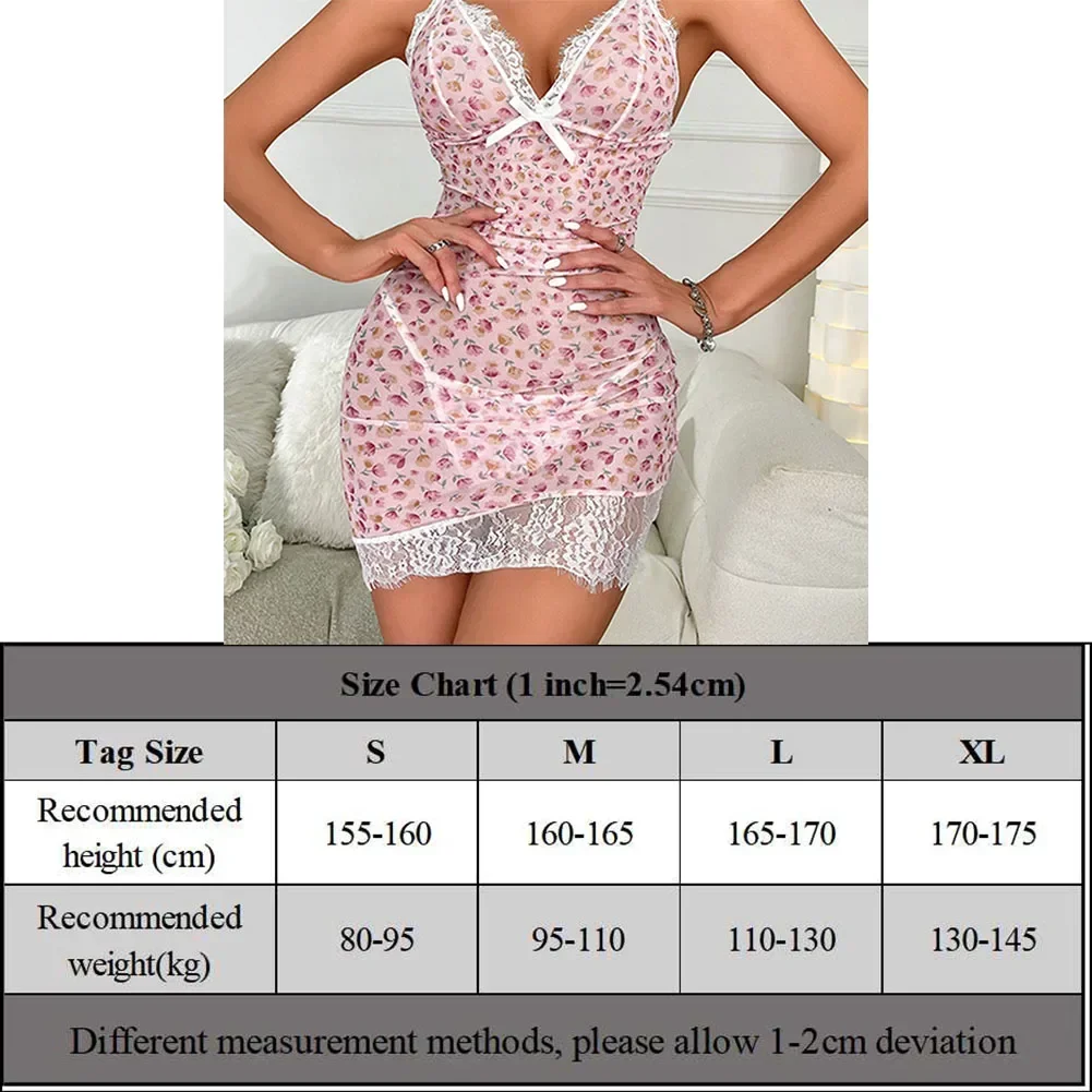 Women's See Through Lace Nightdress Sleeveless Pajamas 21 Sexy V Neck Lace Nightdress Sleeveless Lingerie For Women