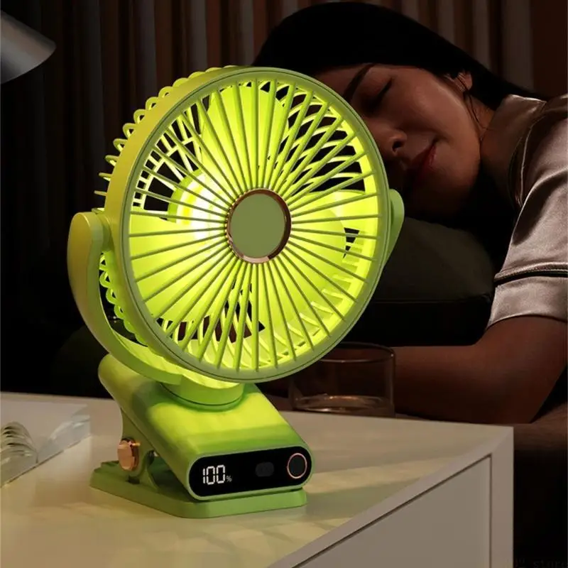 D0AB Quiet Oscillating Clip Fan USB C Charging 2000mAh Battery Fan For Home Camping