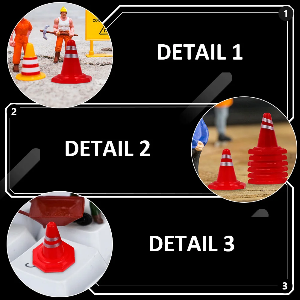 60Pcs Traffic Road Cones Simulation Small Roadblocks for Sand Table Layout DIY Architecture Display Educational Kids Room Decor
