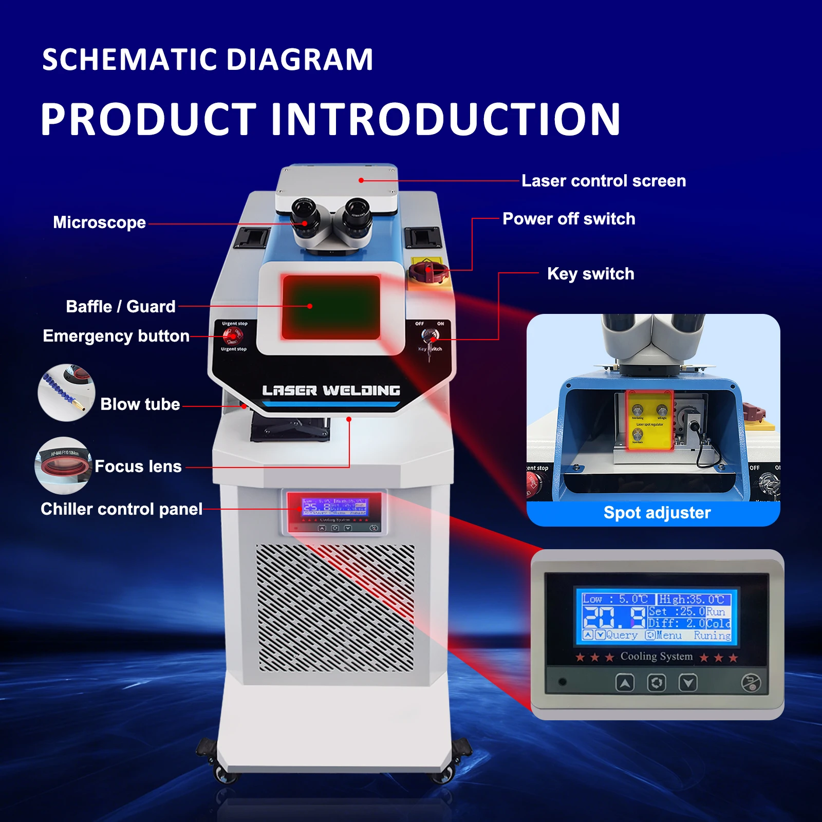200W Laser Spot Welder Jewelry Laser Welding Machine for Metal Gold Silver Jewelry with CCD Red Light Position