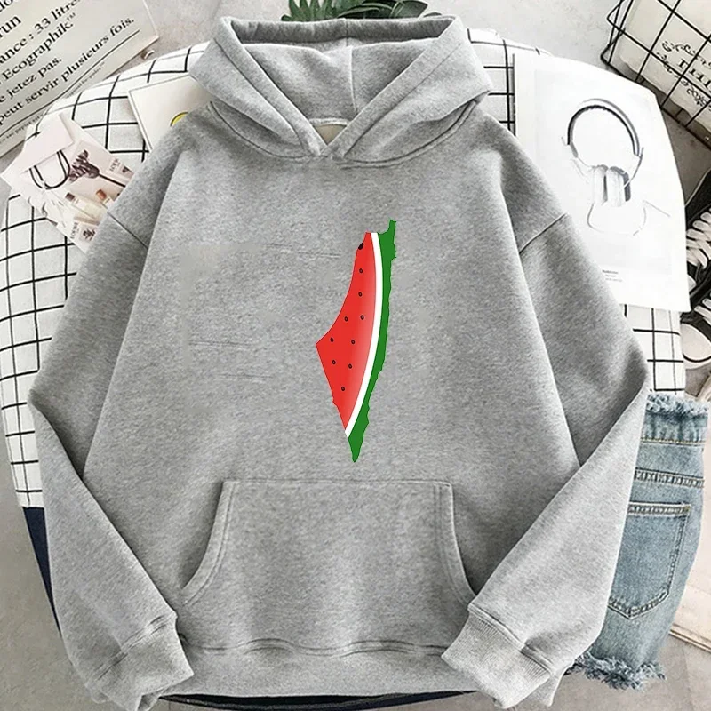 Sunny Watermelon Palesti Hoodie Men Women's Aesthetic Vintage  Sweatshirts Loose Pullover Autumn Winter Streetwear Clothes